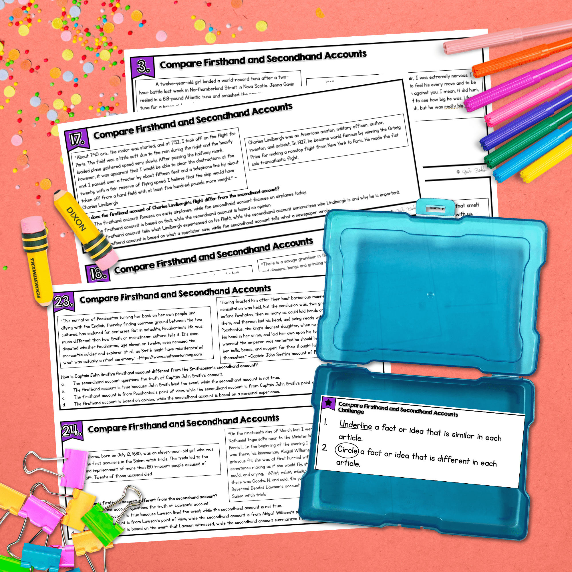 First & Secondhand Multiple Accounts Task Cards 4th & 5th Grade - RI.4.6 RI.5.6 - Image 4