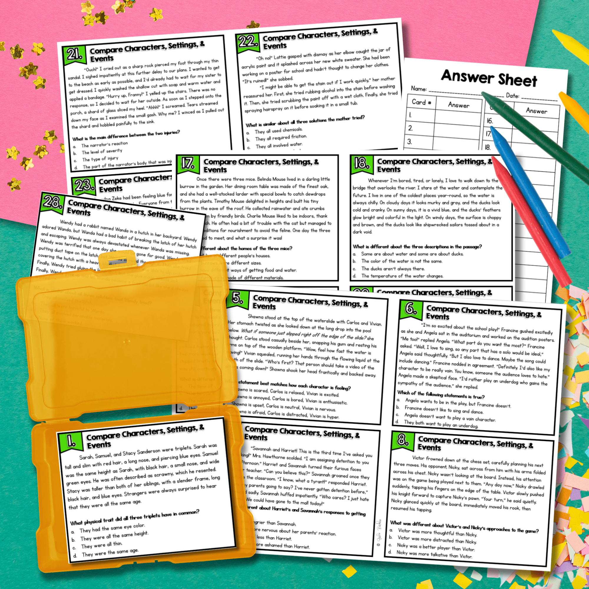 Compare Characters Settings and Events Task Cards - 5th Grade - RL.5.3 - Image 4