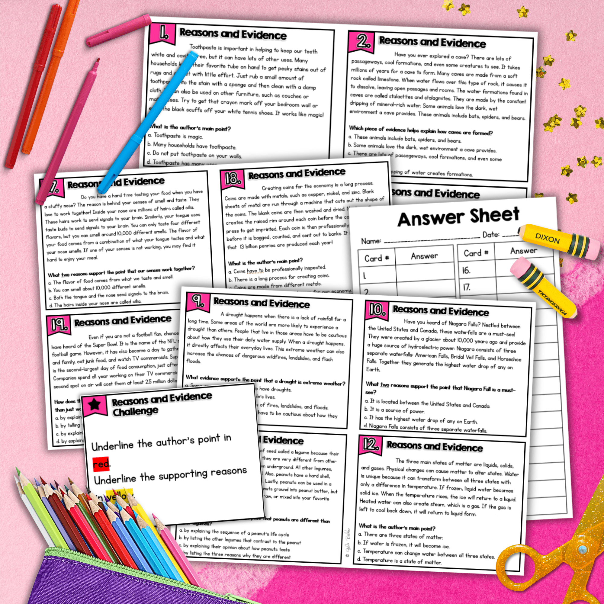 Author's Claims Reasons Evidence Points Task Cards - 4th 5th Grade RI.4.8 RI.5.8 - Image 4
