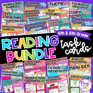 Reading Comprehension Task Cards Bundle - 4th & 5th Grade Centers & Activities
