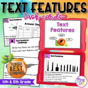 Nonfiction Text Features Task Cards 4th 5th Grade RI.4.7 RI.5.7 & FL BEST ELA