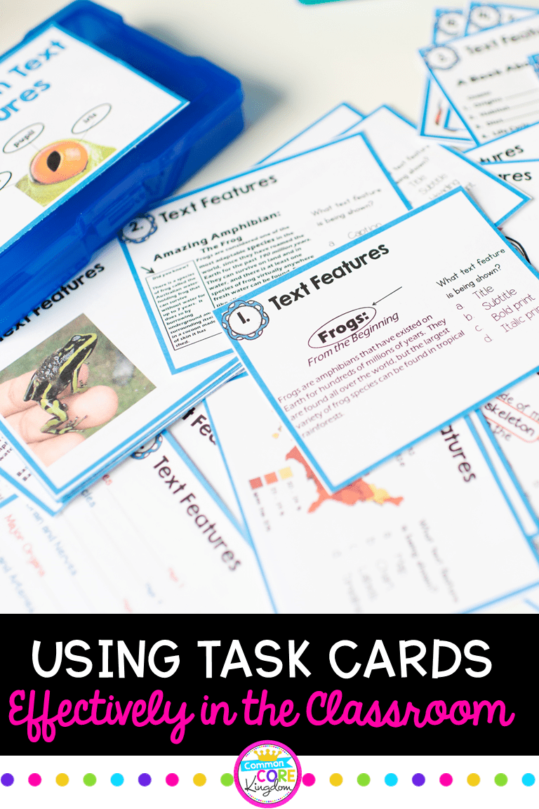Image showing text features task cards spread on table with text across bottom showing title of post.
