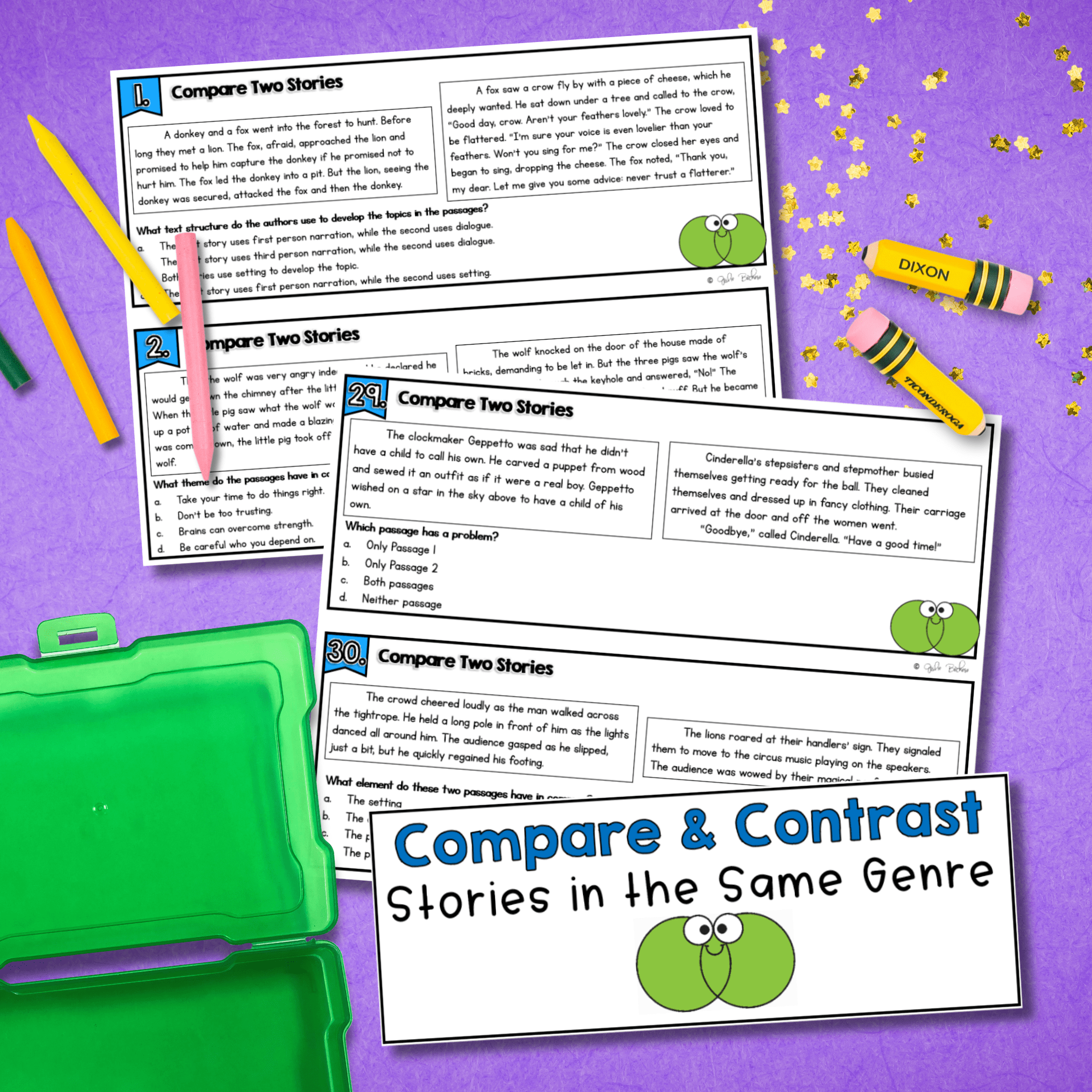 Compare Stories in the Same Genre Similar Theme Task Cards - 5th Grade RL.5.9 - Image 2