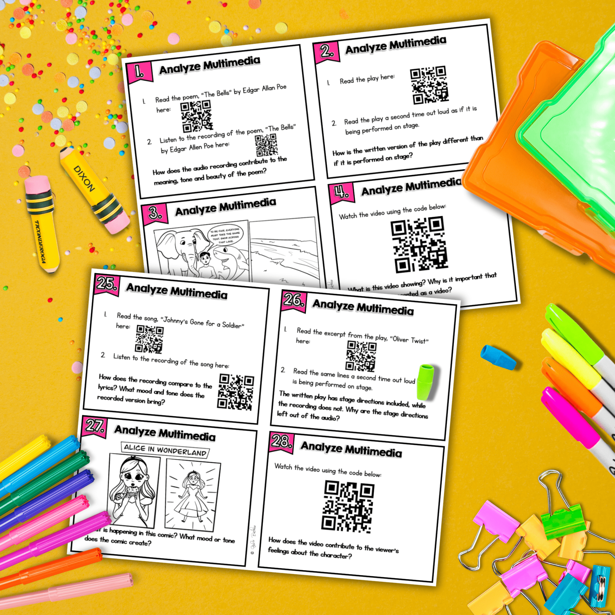 Analyzing Multimedia Task Cards - 4th & 5th Grade - RL.4.7 RL.5.7 - Image 2