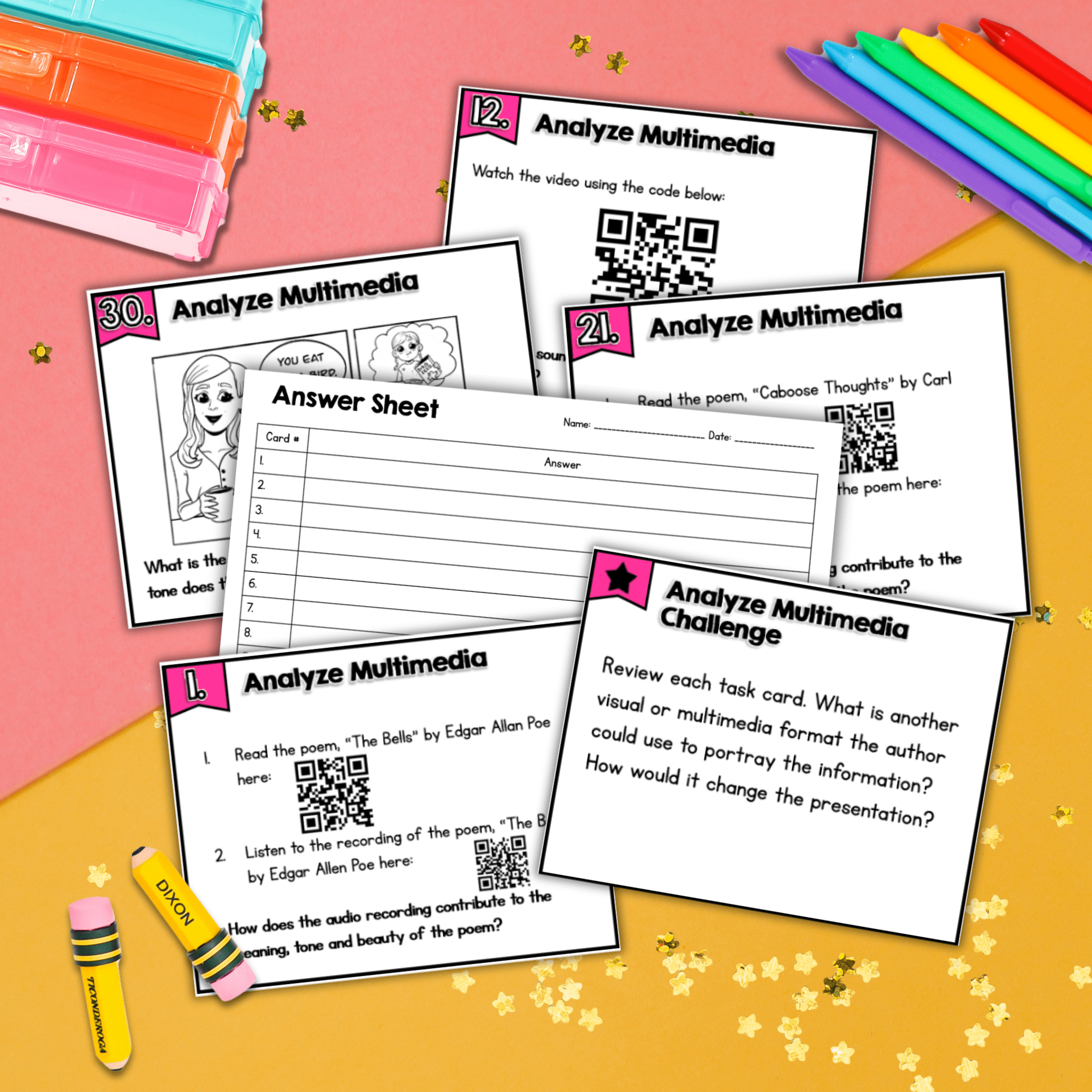 Analyzing Multimedia Task Cards - 4th & 5th Grade - RL.4.7 RL.5.7 - Image 3