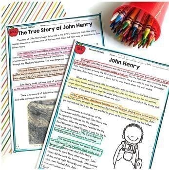 Retell Stories Tall Tales Reading Passages Worksheets RL.2.2 RL.3.2 RL2.2 RL3.2 - Image 2