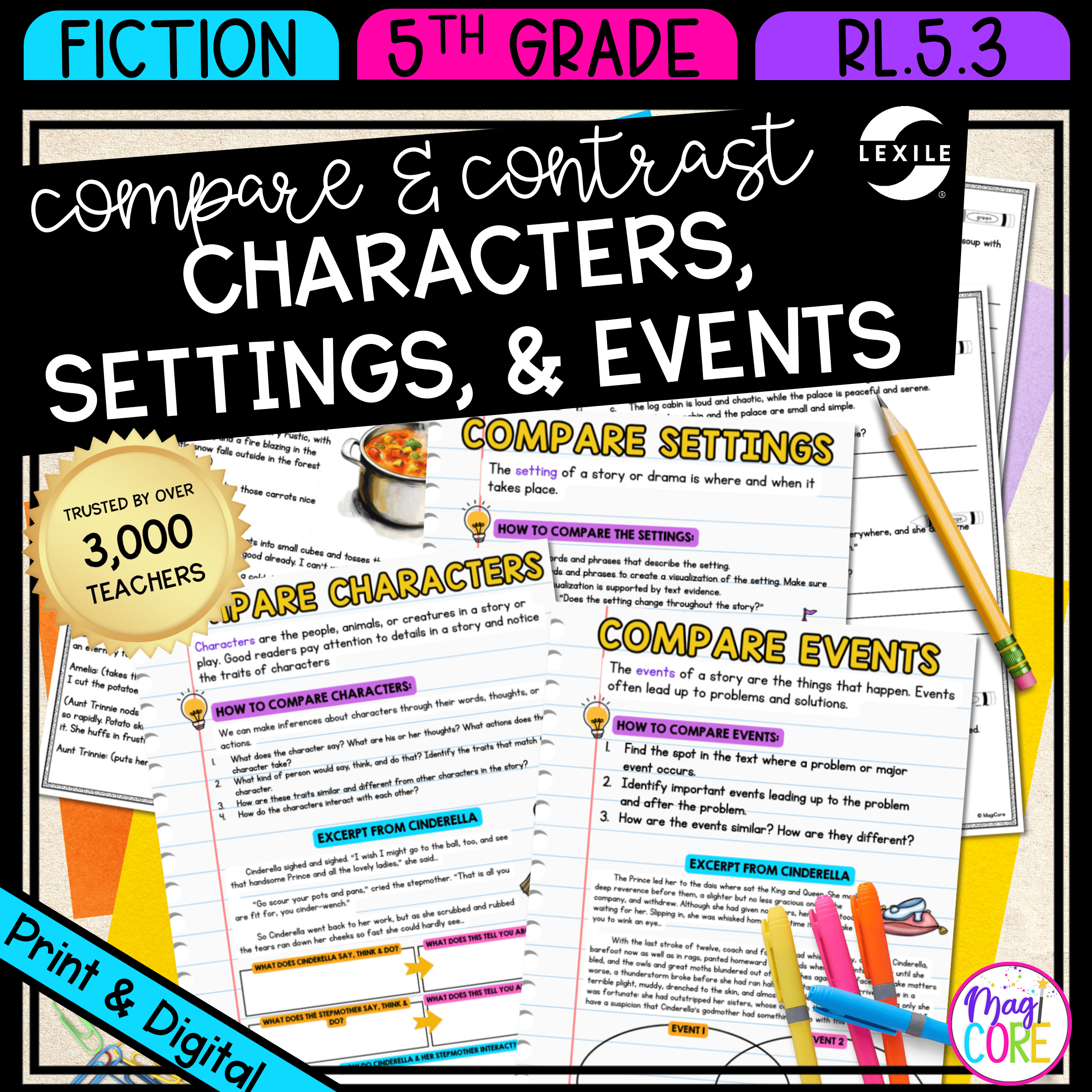 Compare & Contrast Characters Settings Events RL.5.3 - Reading Passages RL5.3