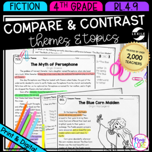 Compare & Contrast Themes Folktales & Myths RL.4.9 - Reading Passages for RL4.9