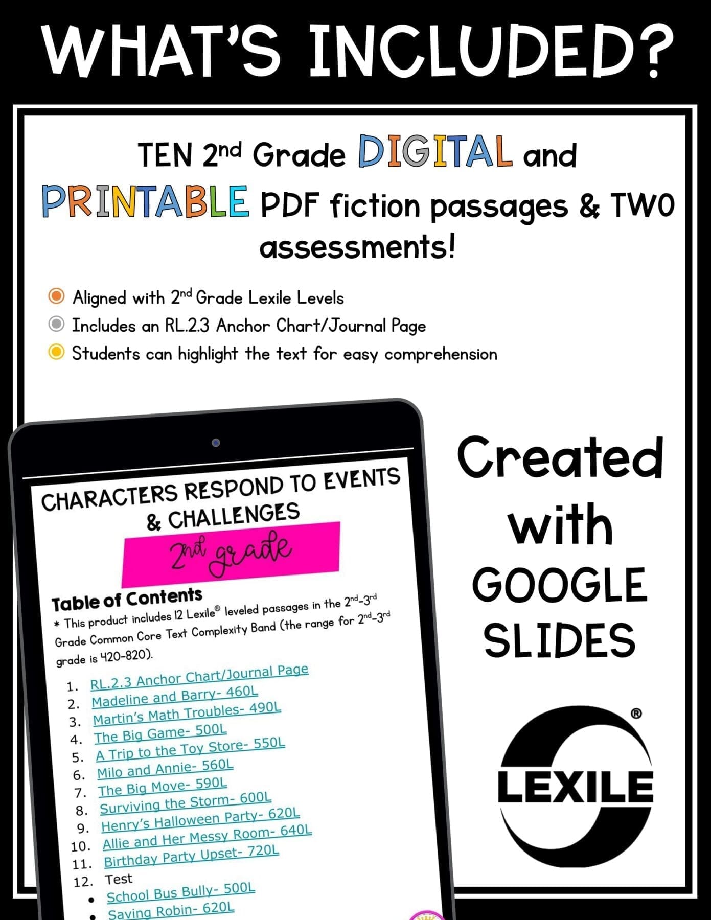 Character Response Events, Challenges, Problems Reading Passages RL.2.3 RL2.3 - Image 4