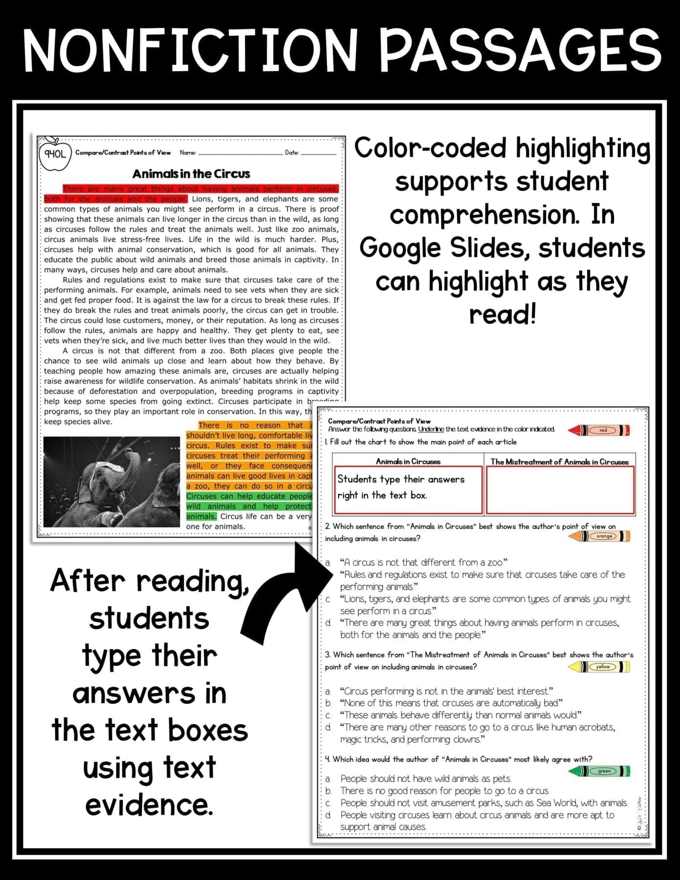 Compare & Contrast Topics Different Point of View Reading Passages RI.5.6 RI5.6 - Image 6