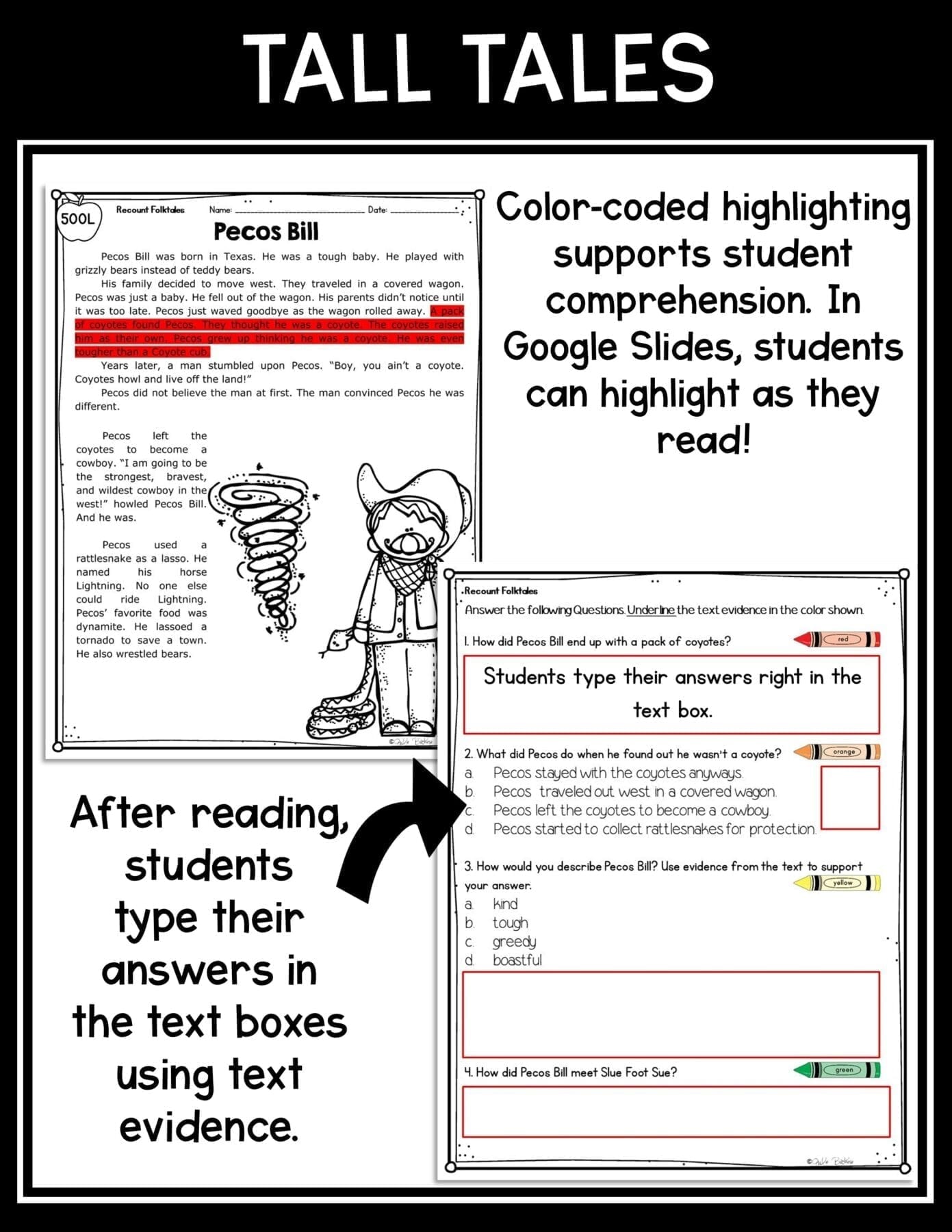 Retell Stories Tall Tales Reading Passages Worksheets RL.2.2 RL.3.2 RL2.2 RL3.2 - Image 6