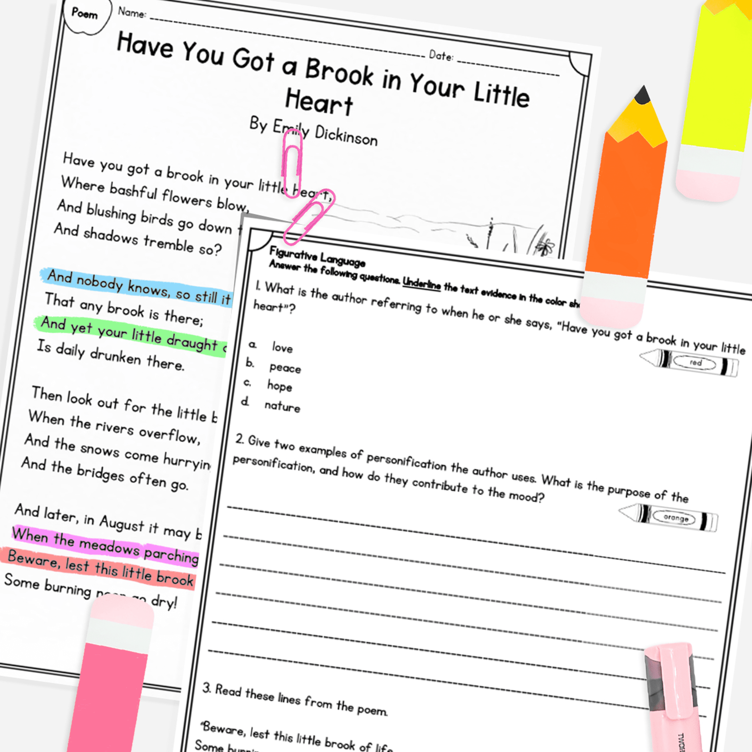 Figurative Language Reading Passages Worksheets Poetry RL.4.4 RL.5.4 RL4.4 RL5.4 - Image 3