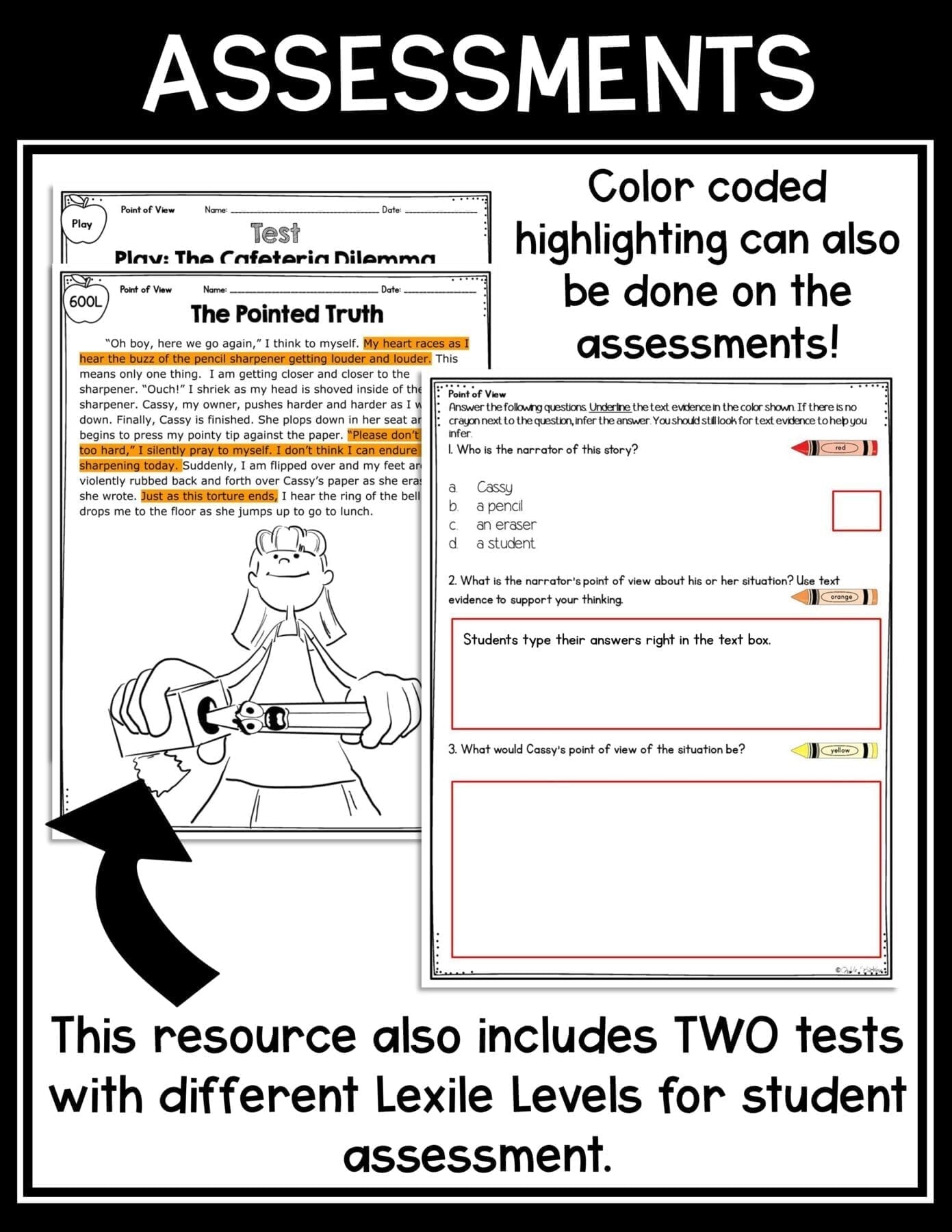 Point of View Reading Passages Worksheets Anchor Chart Activities RL.2.6 RL.3.6 - Image 7