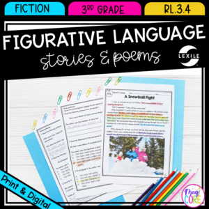 Figurative Language Reading Passages Worksheets Anchor Chart 3rd Grade RL.3.4