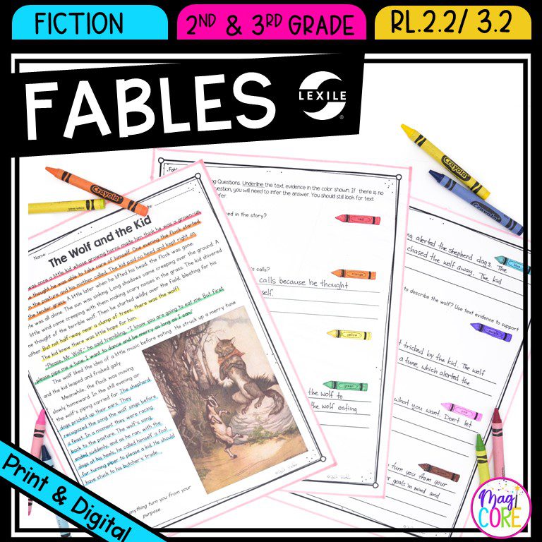Retell Stories Fables Theme Reading Comprehension Passages 2nd 3rd RL.2.2 RL.3.2