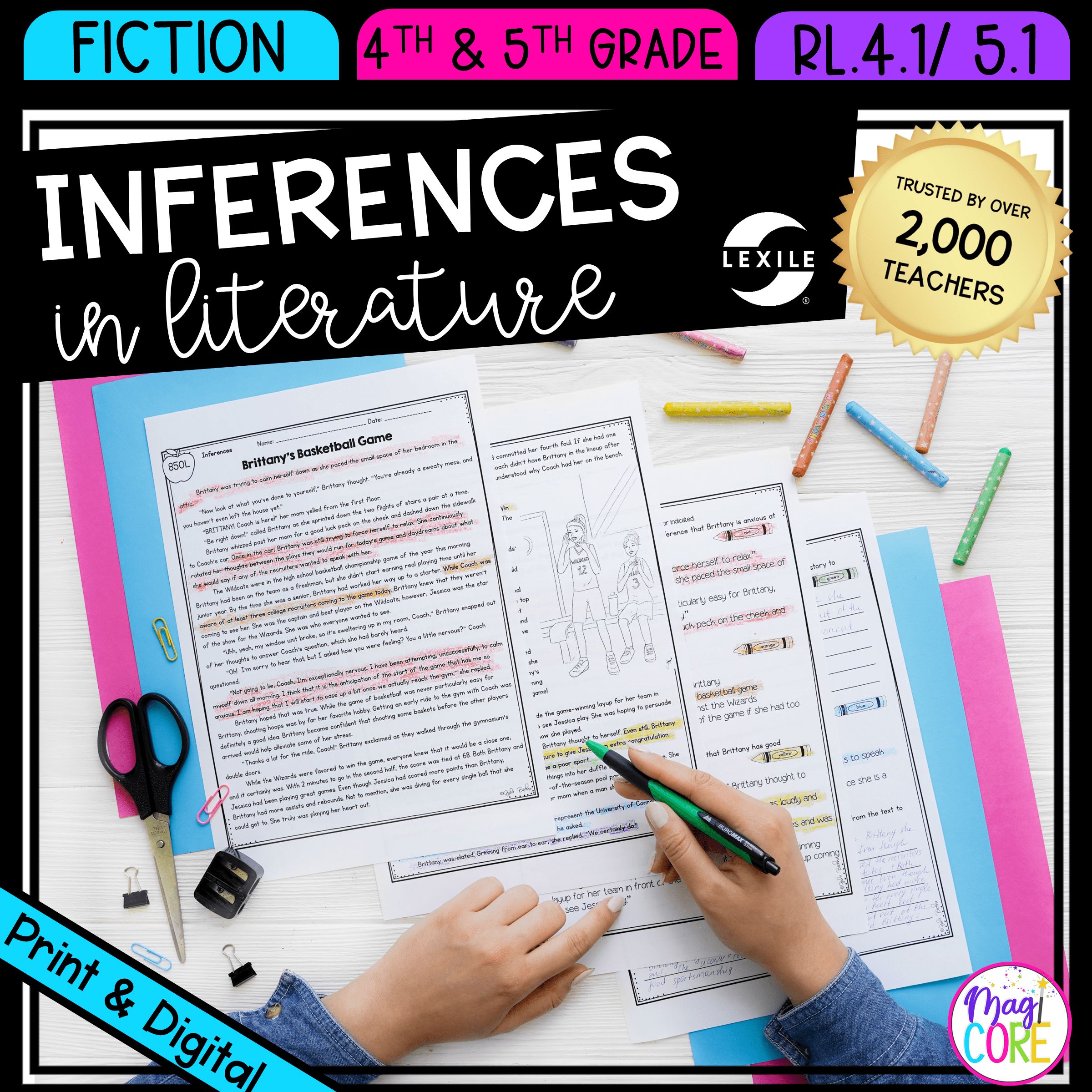 Inferences in Literature Reading Passages Questions RL.4.1 RL.5.1 RL4.1 RL5.1
