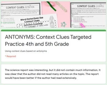 Distance Learning Context Clues Practice Google Forms- 4th Grade & 5th Grade - Image 2