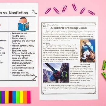 Fiction vs. Nonfiction 4th & 5th Grade Close Reading Comprehension Passages Unit - Image 2