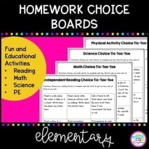 Homework Choice Boards - 2nd Grade, 3rd Grade, 4th Grade, 5th Grade