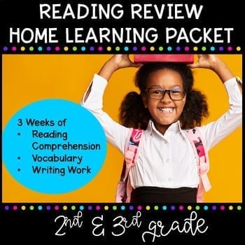 Reading Review - 3 Week Home Learning Packet for 2nd Grade & 3rd Grade