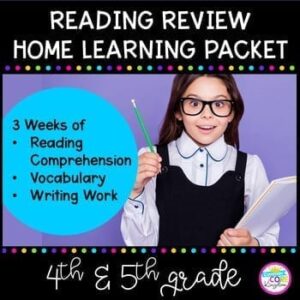 Reading Review - 3 Week Distance Learning Packet for 4th Grade & 5th Grade