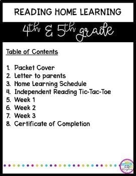 Reading Review - 3 Week Distance Learning Packet for 4th Grade & 5th Grade - Image 2