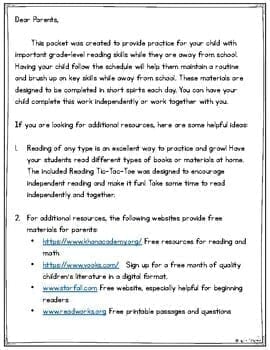 Reading Review - 3 Week Distance Learning Packet for 4th Grade & 5th Grade - Image 4