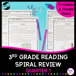 3rd Grade Reading Spiral Review - Quarter 1 - Printable & Google Forms