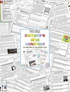 Compare & Contrast Reading Passages Question Anchor Chart 1st Grade RI.1.9 RI1.9 - Image 3