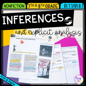 Inferences & Explicit Analysis - RI.7.1 RI.8.1 Google Slides Distance Learning