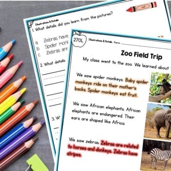 Illustrations in Stories - 1st Grade RL.1.7 - Reading Passages Worksheets RL1.7 - Image 2