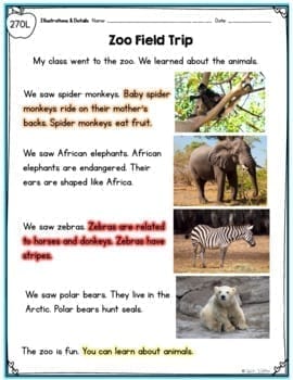Illustrations in Stories - 1st Grade RL.1.7 - Reading Passages Worksheets RL1.7 - Image 3