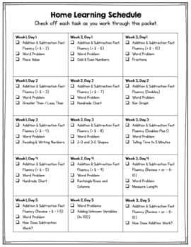 Math Review - 3 Week Home Learning Packet for 2nd Grade - Image 2