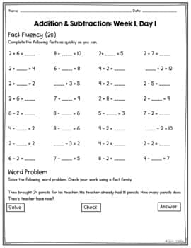 Math Review - 3 Week Home Learning Packet for 2nd Grade - Image 3