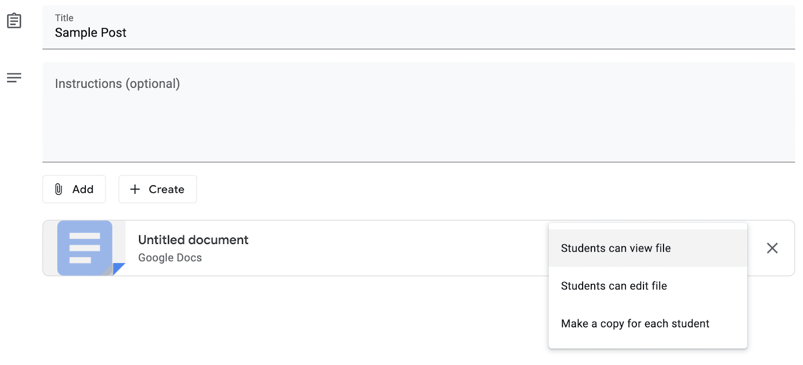 Screenshot showing how to assign assignments to students in Google Classroom
