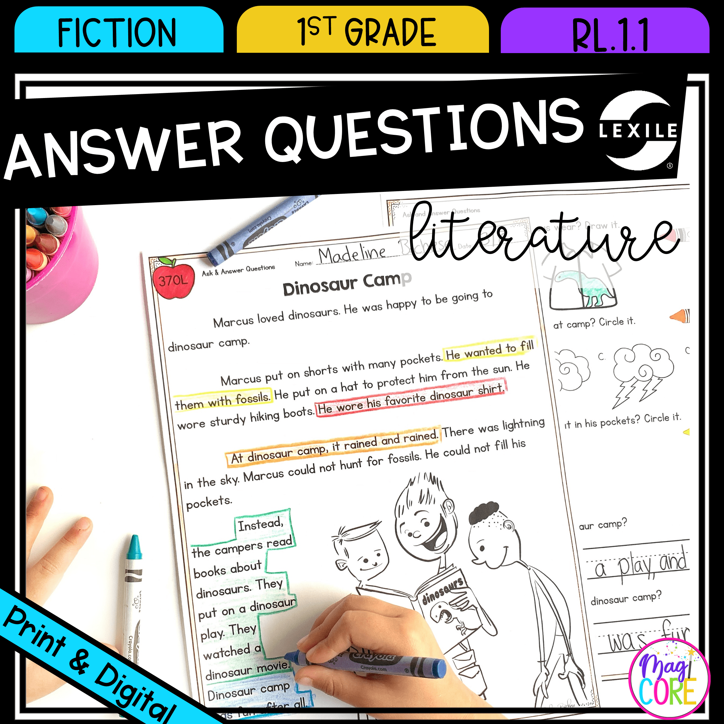 Ask & Answer Questions in Fiction - 1st Grade RL.1.1 - Print & Digital - RL1.1
