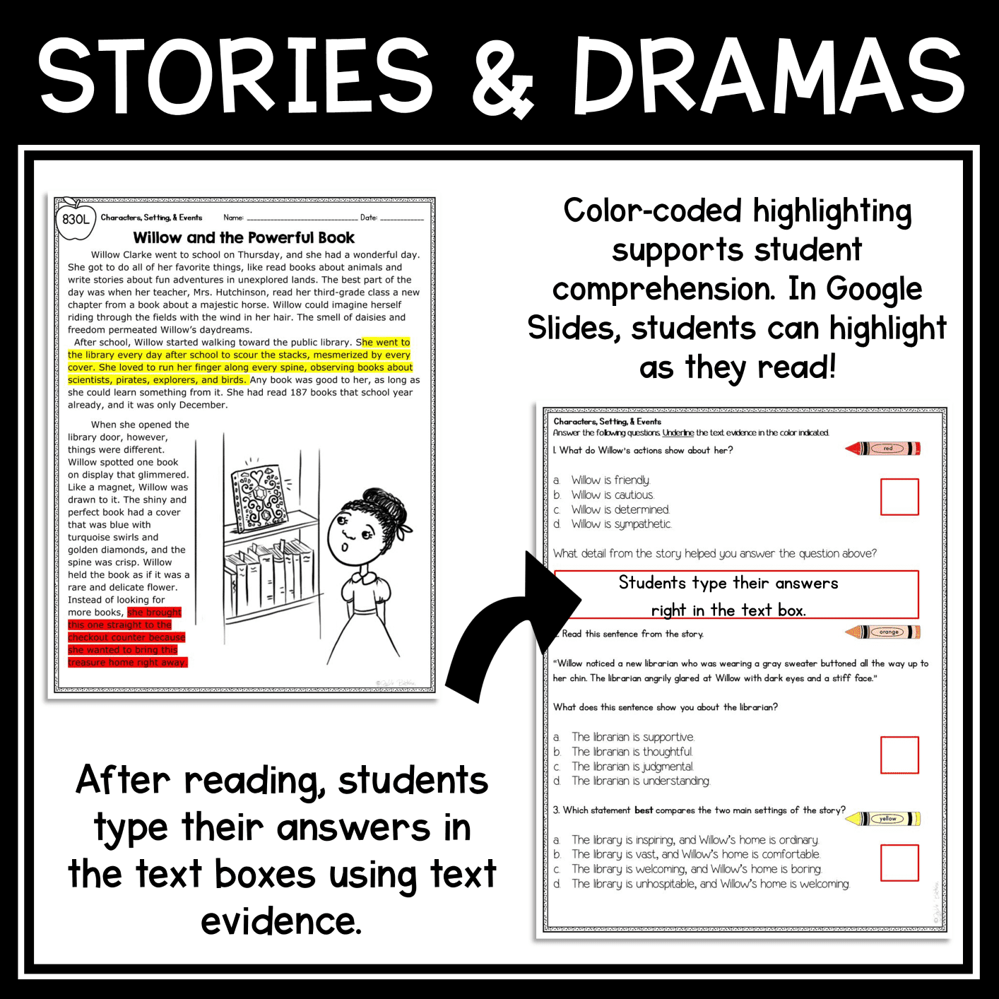 Story Elements Characters Setting Events Reading Comprehension Passages RL.4.3 - Image 3