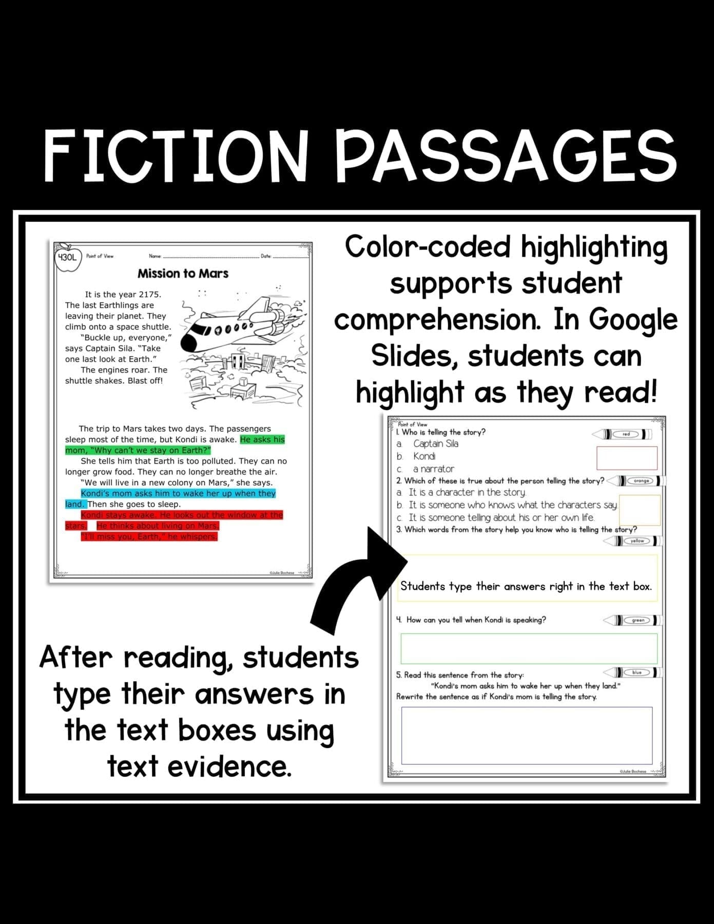 Point of View - 1st Grade RL.1.6 Reading Passages Worksheets Anchor Chart RL1.6 - Image 7