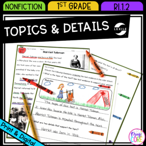 Main Topic & Details in Nonfiction - RI.1.2 - Printable & Digital RI1.2