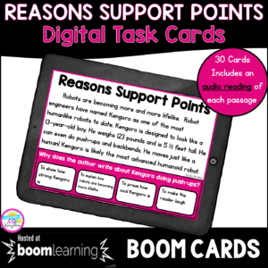 Reasons Support Points RI.2.8 boom cards cover for 2nd and 3rd grade