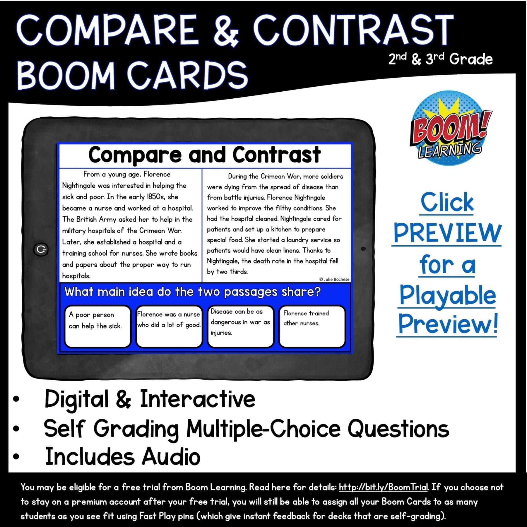 Compare & Contrast Boom Cards ™ 2nd & 3rd Grade - Digital Task Cards - Image 2