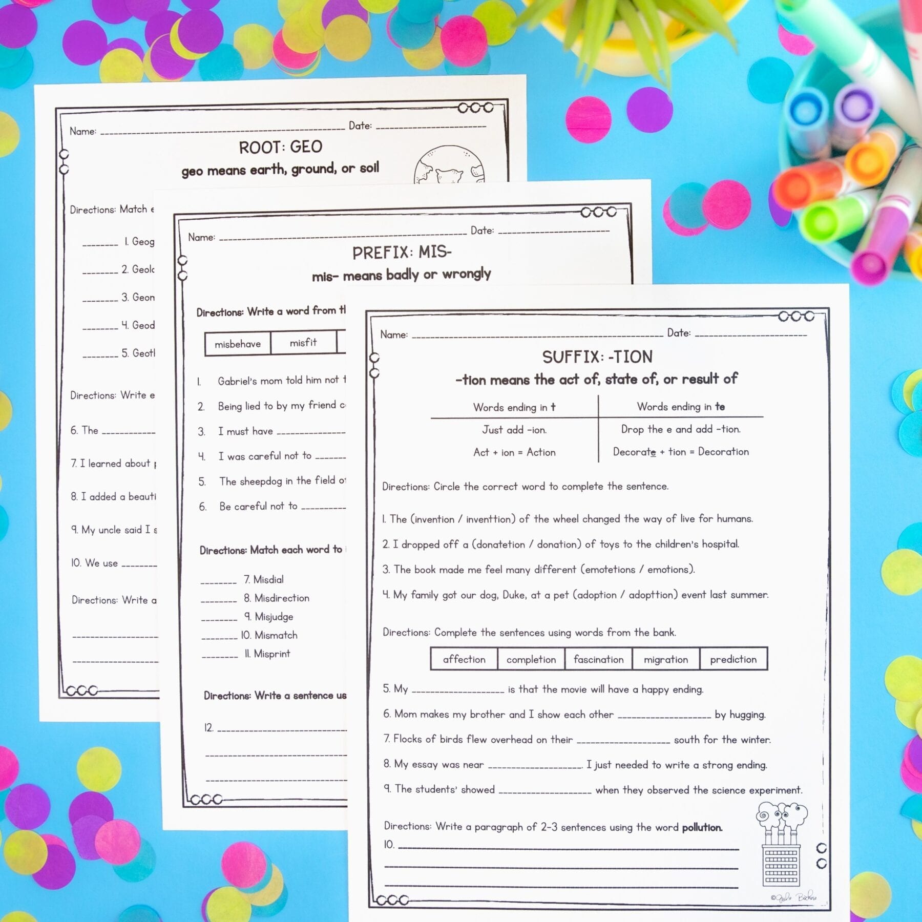 4th Grade Affixes Prefixes & Suffixes Unit Worksheets, Activities, Task Cards - Image 4