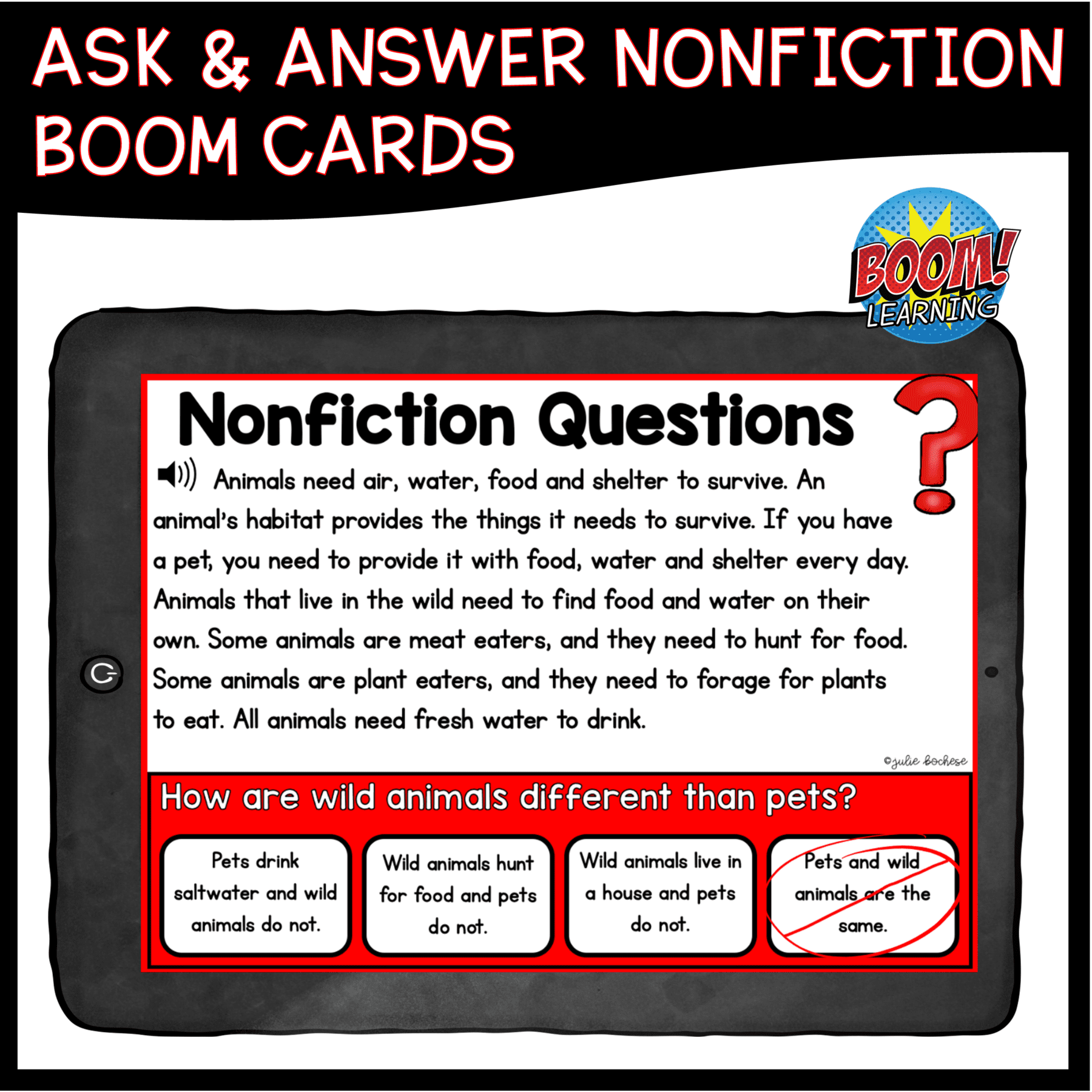 Ask & Answer Nonfiction Boom Cards™ 2nd & 3rd Grade - Digital Distance Learning - Image 2