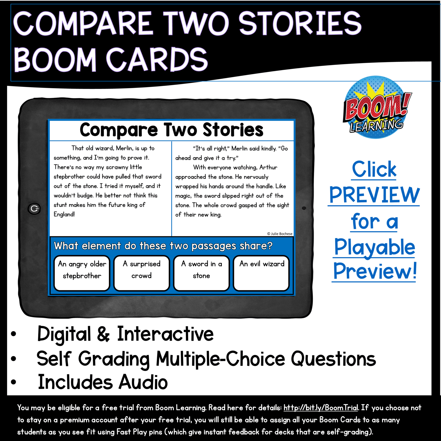 Compare Two Stories Boom Cards ™ 2nd & 3rd Grade - Distance Learning Task Cards - Image 2