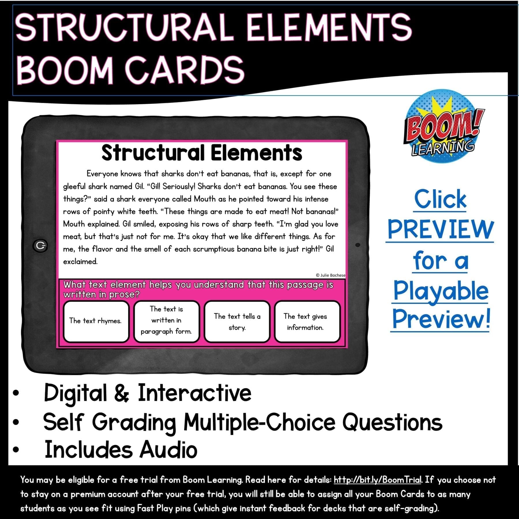Structural Elements Boom Cards ™ 4th & 5th Grade - Distance Learning Task Cards - Image 2