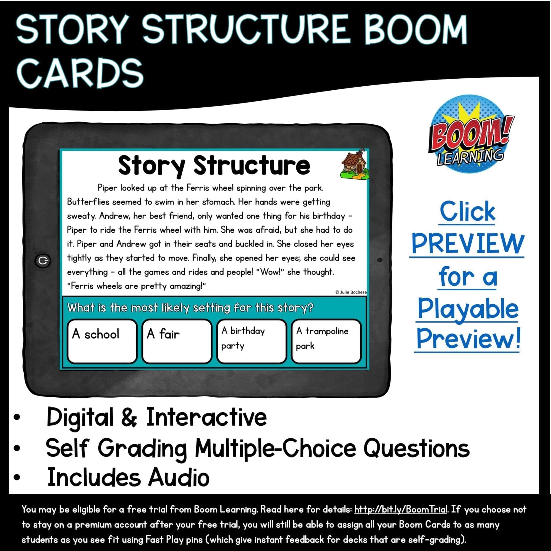 Story Structure Boom Cards™ 2nd & 3rd Grade - Distance Learning Task Cards - Image 2