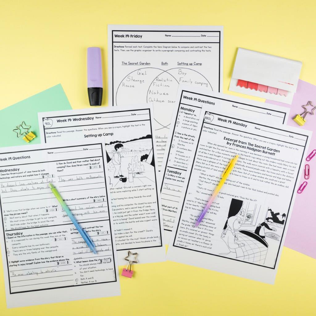 5th Grade Reading Spiral Review - Quarter 3 - Printable & Google Forms - Image 4