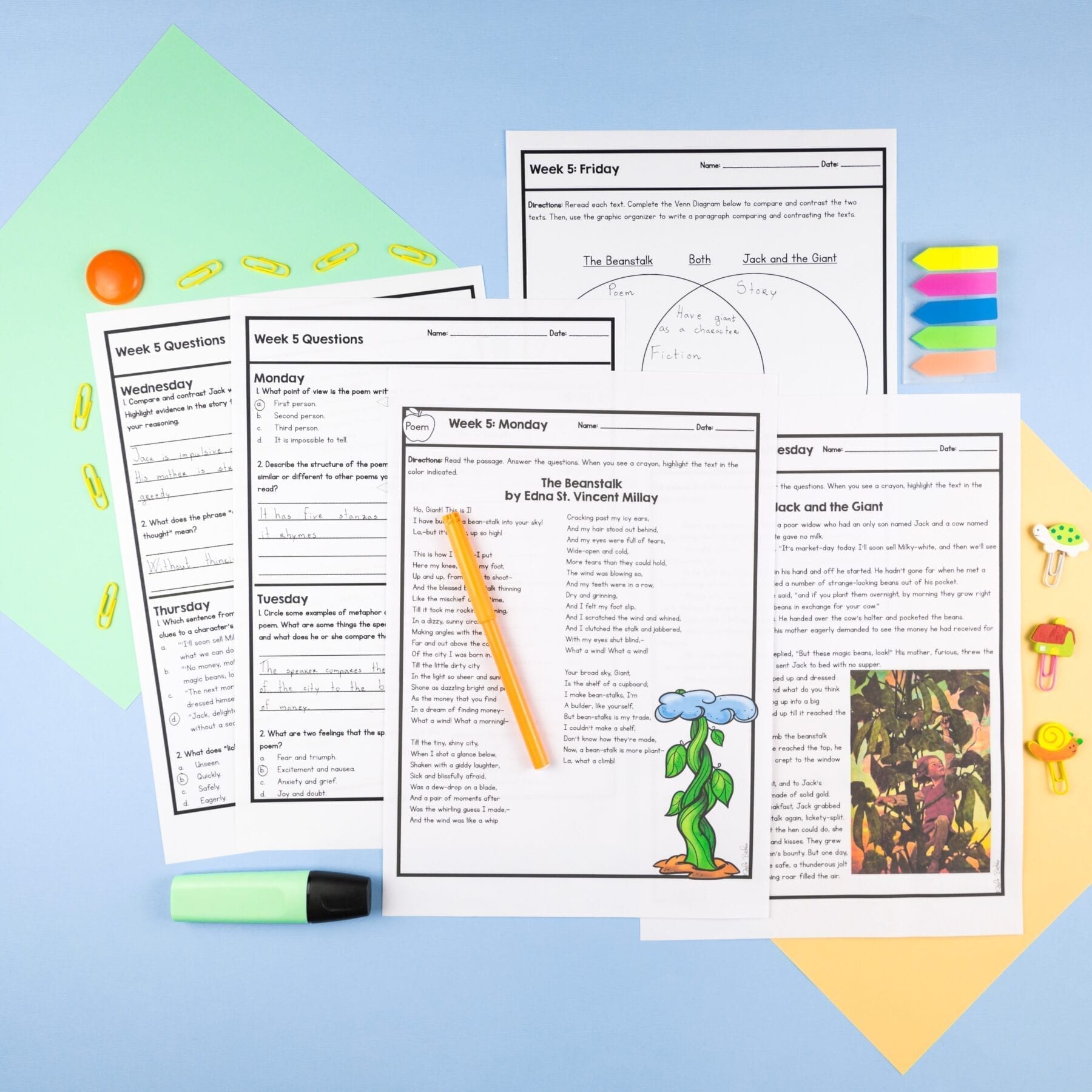 5th Grade Reading Spiral Review - Quarter 1 - Printable & Google Forms - Image 2