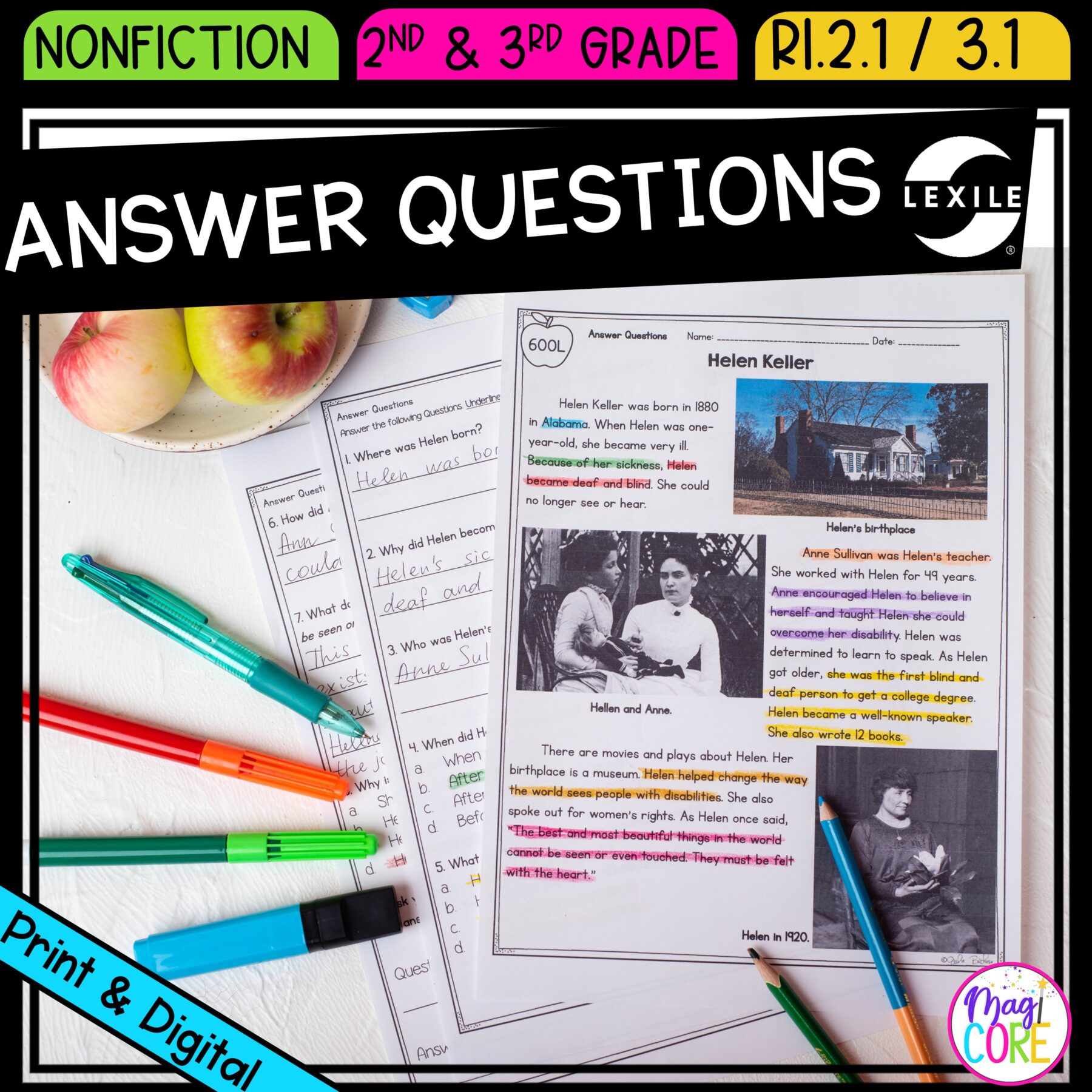 Ask & Answer Questions 2nd & 3rd Grade Reading Comprehension ELA RI.2.1 & RI.3.1 - Image 13