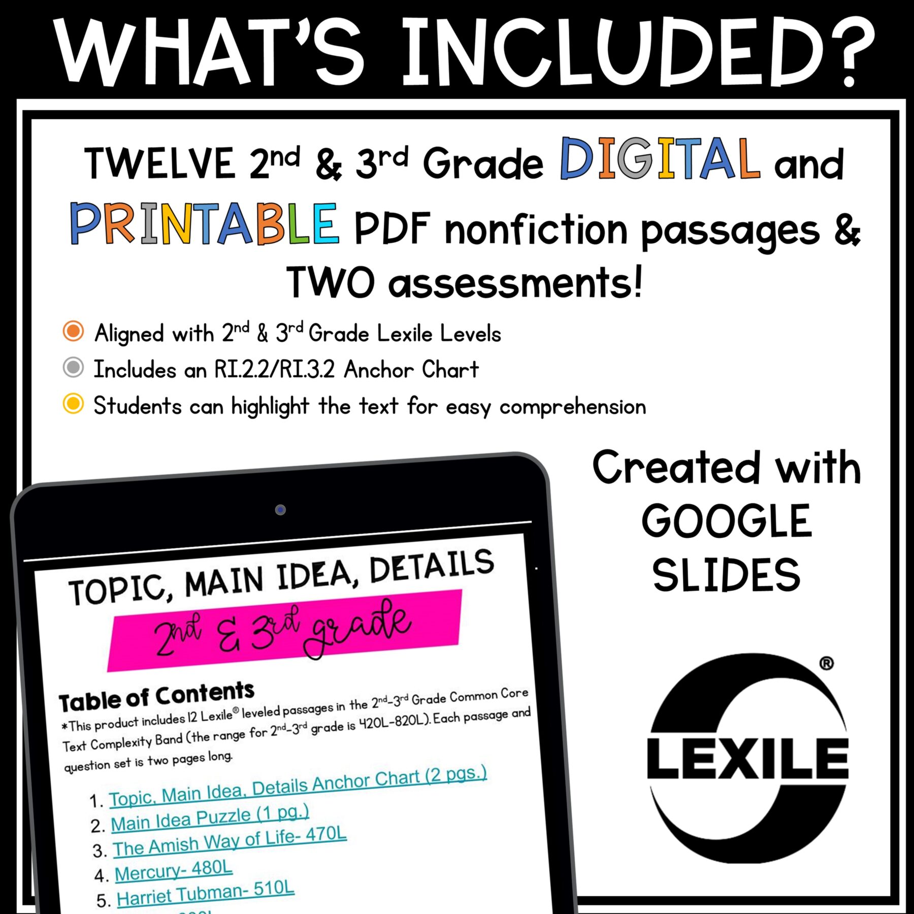 Main Idea & Details 2nd & 3rd Grade Reading Comprehension Unit RI.2.2 & RI.3.2 - Image 10